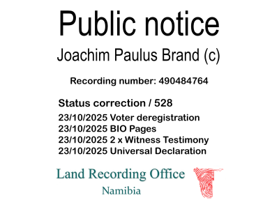 Public notice Joachim Paulus Brand Recording number 490484764