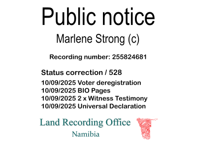 Public notice Marlene Strong Recording number 255824681