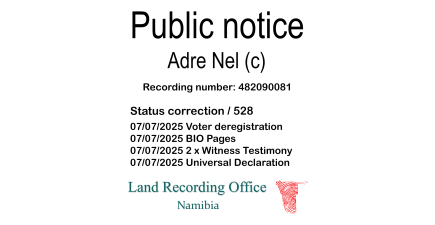 Public notice Adre Nel Recording number 482090081