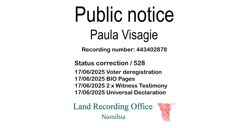 Public Notice Paula Visagie (c) Recording number 443402878