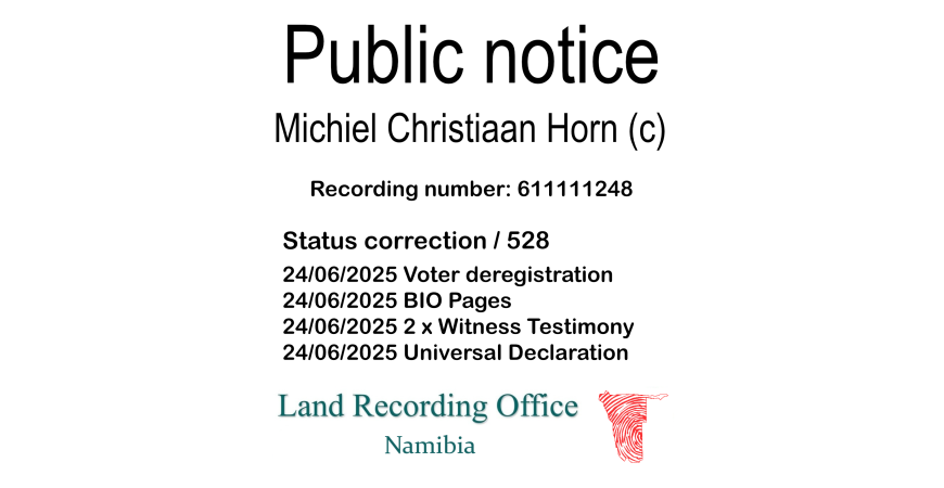 Public notice Michiel Christiaan Horn (c) Recording number 611111248