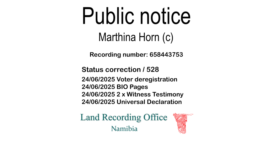 Public notice Marthina Horn (c) Recording number 658443753