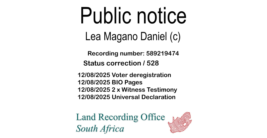 Public notice Lea Magano Daniel (c) Recording number 589219474