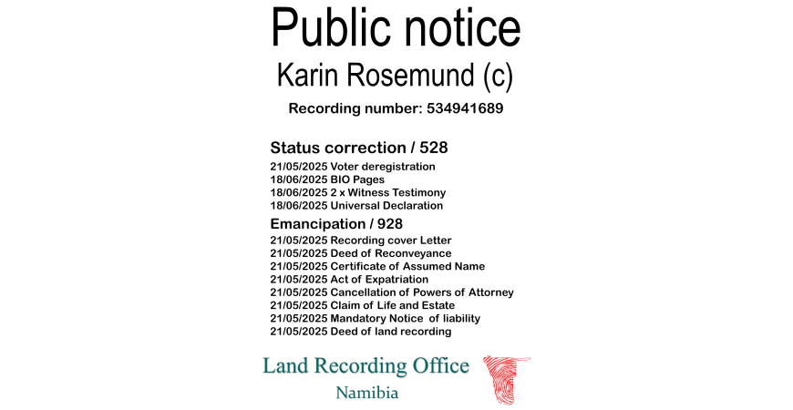 Public notice Karin Rosemund Recording number 534941689